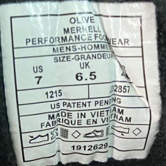 Merrell Mens Hiking Shoes US 7 Olive Suede & Mesh Vibram Sole - Picture 3 of 7